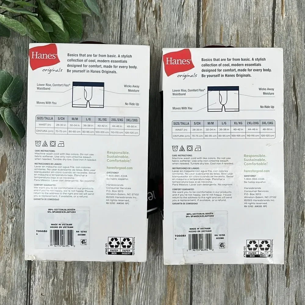 Hanes Originals Boxer Briefs, Moisture-Wicking Stretch Cotton 2, 3-Packs Size S